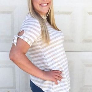 Oatmeal Tie Sleeve Top